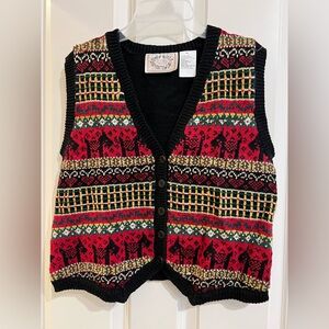 Christmas dog sweater button up vest. Size large petite.